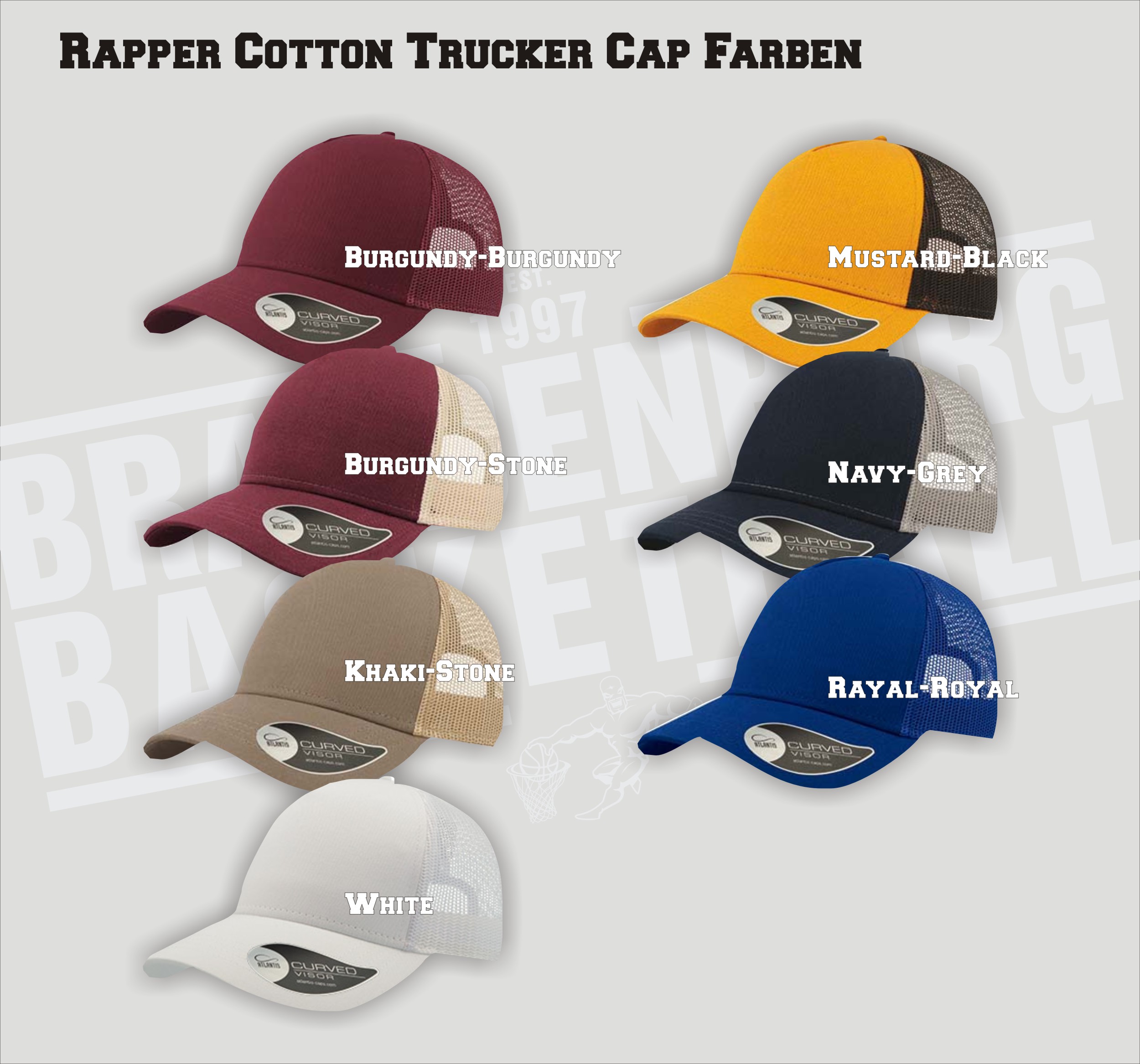 Rapper Cotton Truckercap Basket Brandenburg color • Uni • div. Motive – Bild 2